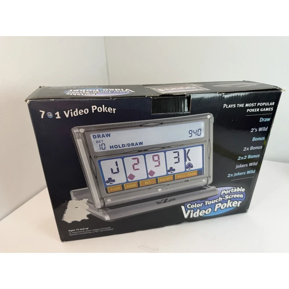 RecZone Portable Color Touch Screen 7 In 1 Video Poker Electronic Tabletop Game